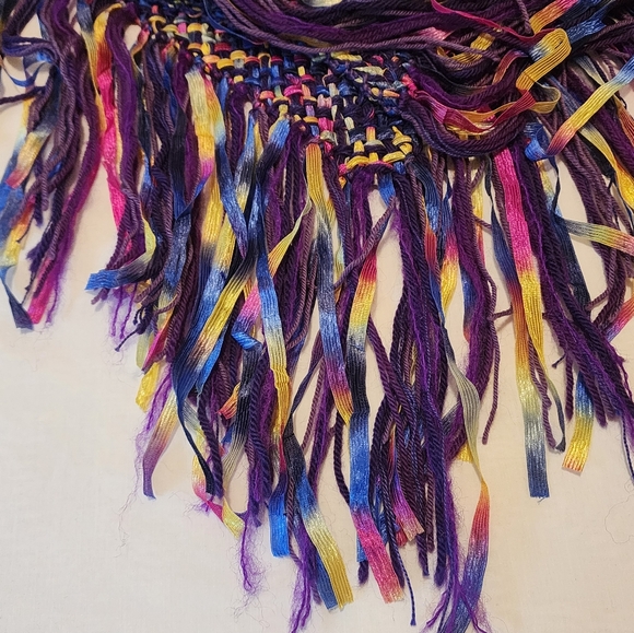 SHAWL HANDMADE - MULTICOLOR RIBBON WOVEN - GORGEOUS AND UNIQUE - Picture 9 of 11
